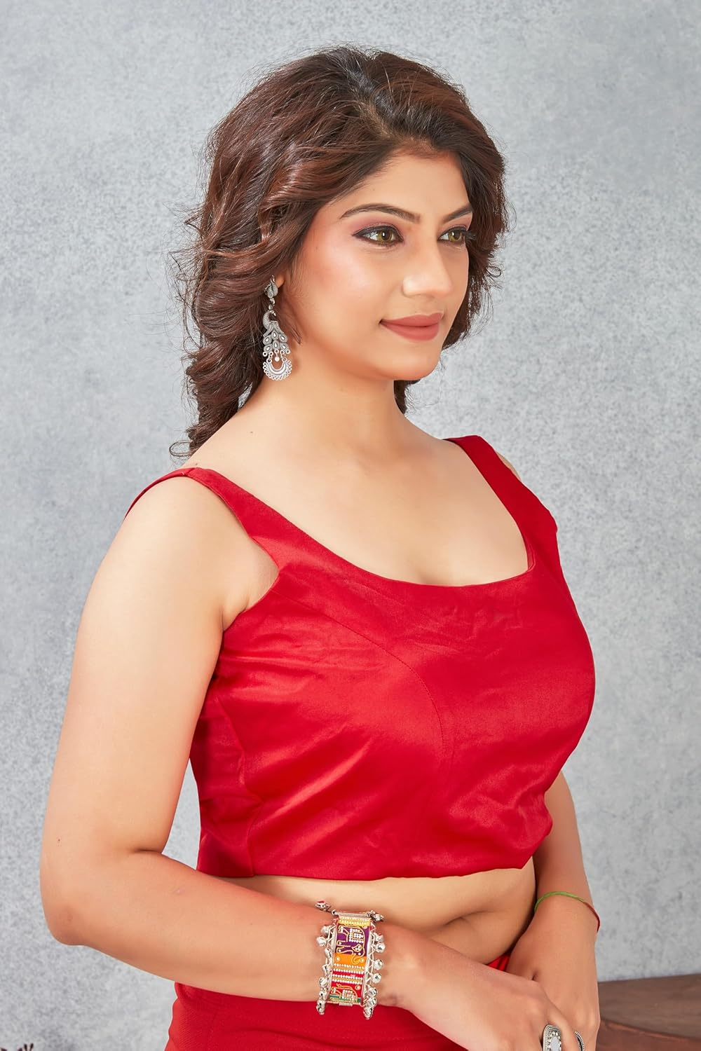 Womens Solid Sleeveless Blouse Crop Top Designer Saree Blouse for Party & Festive Wear image number 6