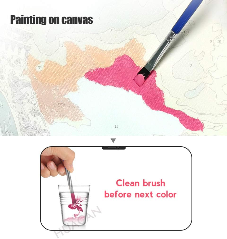 Pink Mountains Paint by Numbers Kit on Framed Canvas, Mom Gift, Mothers Day Gift, Abstract Sunrise Landscape Painting, DIY Adult Craft, 20X30Cm Beginner, Minimalist Wall Art image number 2