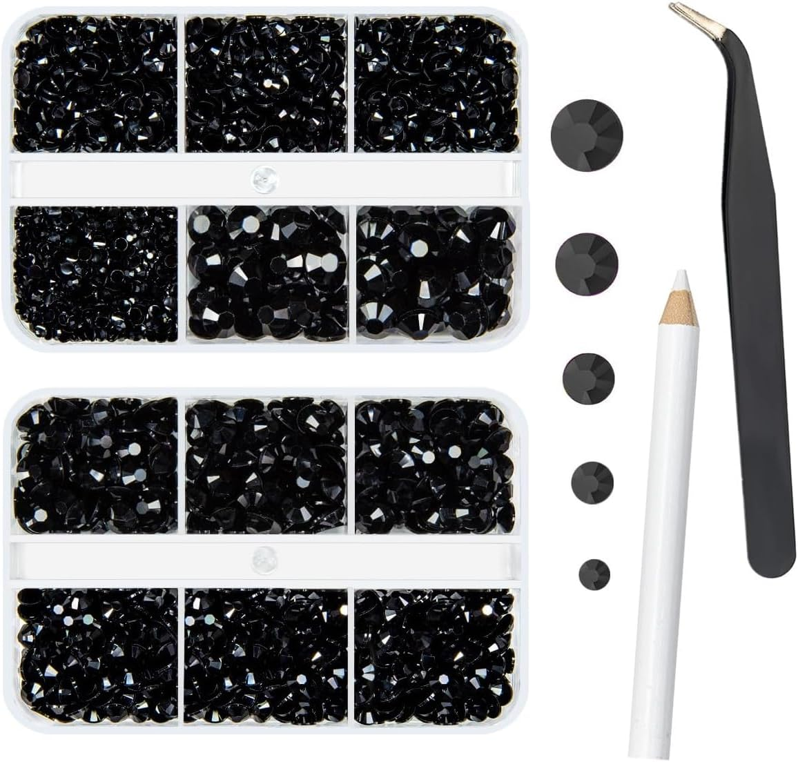 Resin Flatback Rhinestones for Nails DIY Crafts Bedazzling Non-Hotfix Mixed Sizes 2-6Mm Black Gems - Orevan image number 2