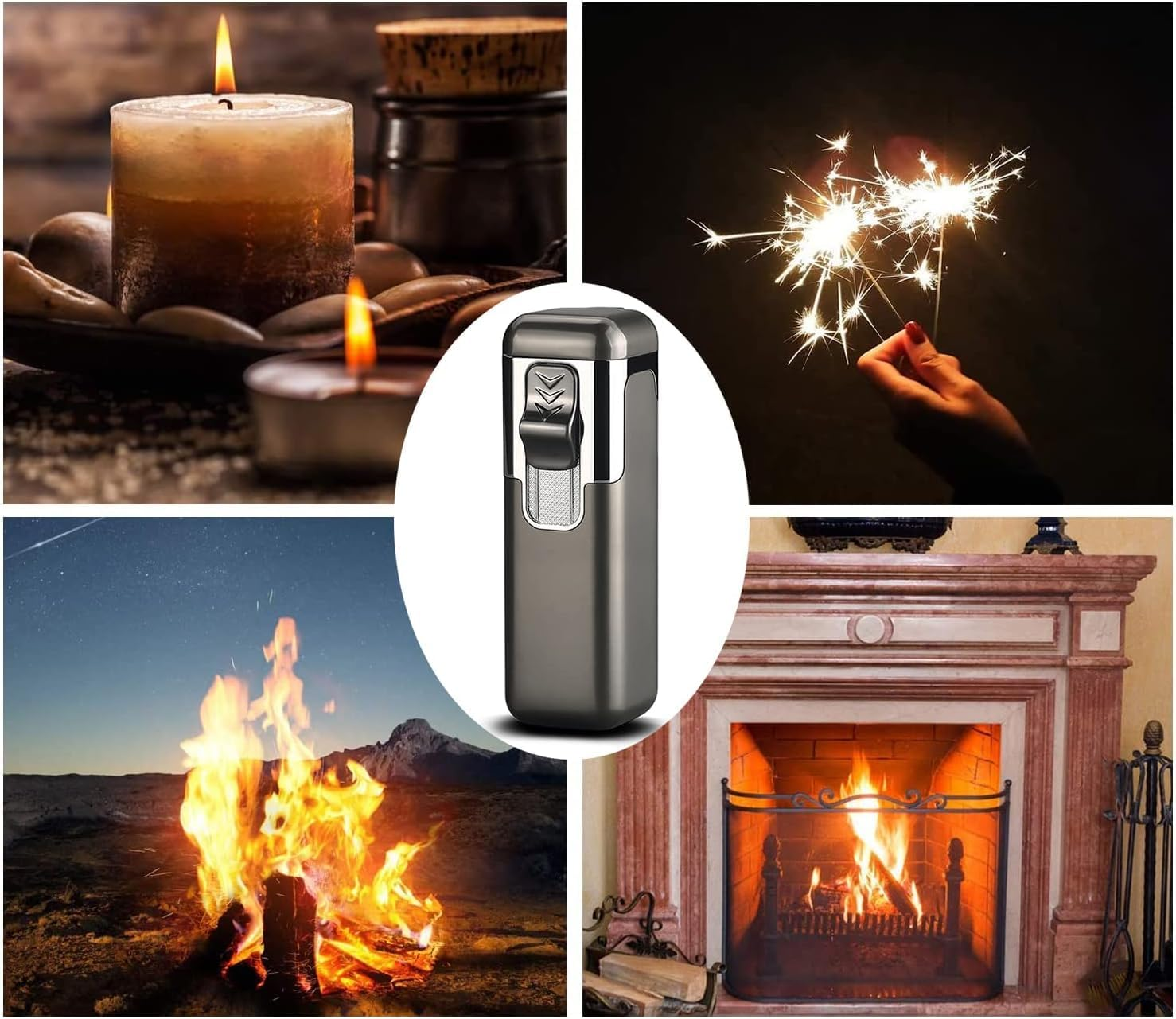 Gifts for Men, Torch Lighter, Quad 4 Jet Flame Cigar Lighter, Refillable Butane Lighter Windproof Multi Utility Lighter for Candle, Grill, Fireworks, Camping (Without Fuel) in Gift Box Matt Black image number 5