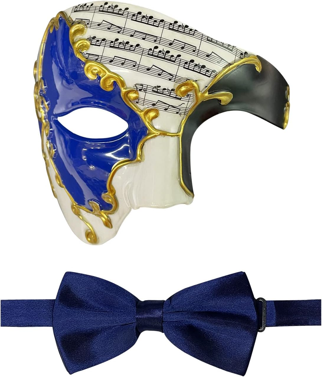 Hyperfun Masquerade Mask for Men Phantom of the Opera Half Face Mask with Bowtie, Vintage Venetian Masks for Costume Parties