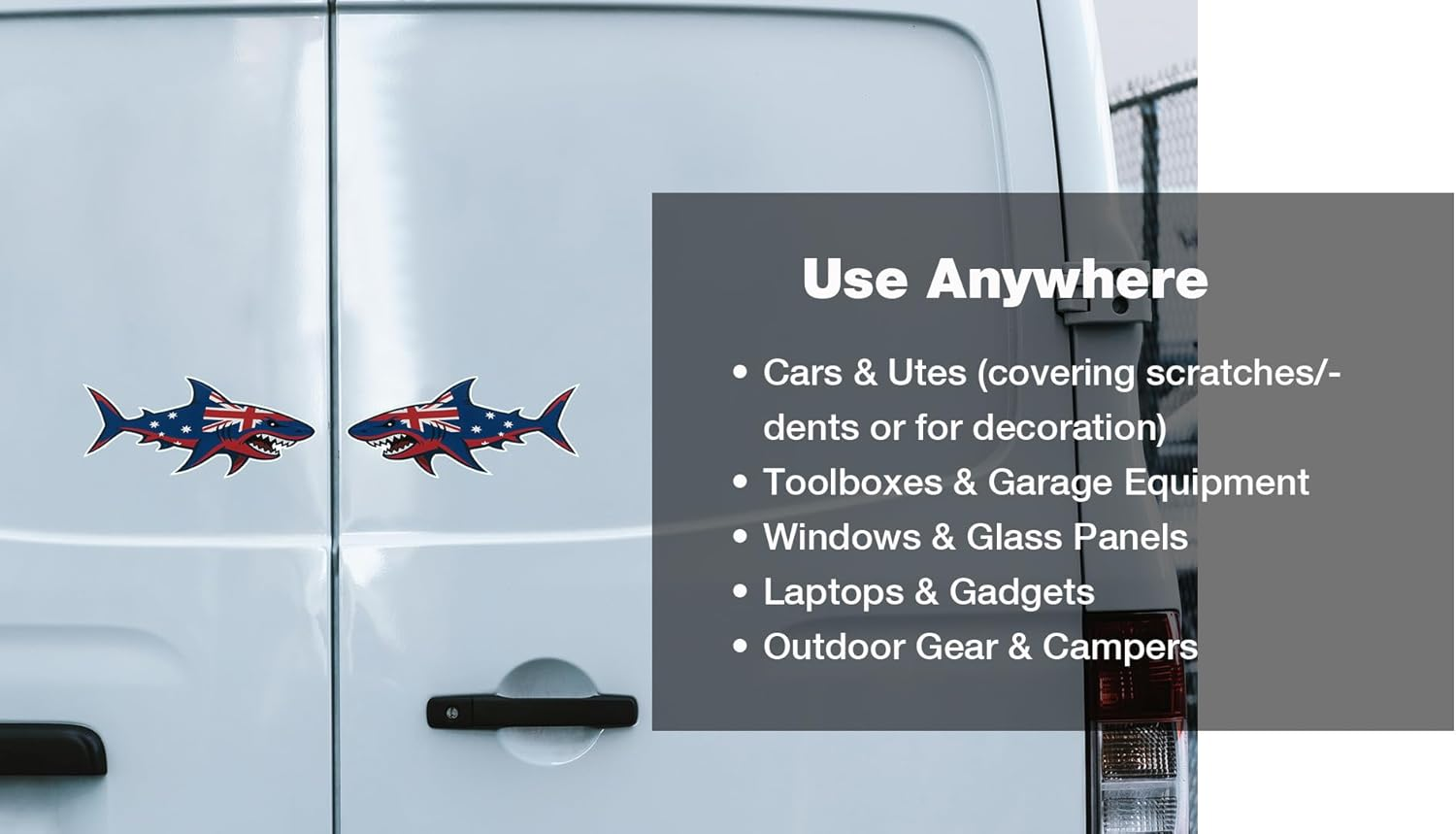 Australian Flag Shark Decal Stickers &ndash; Pair of 20Cm Vinyl Car Stickers | Weatherproof, Bubble-Free, Easy Peel & Stick | Aussie Flag Shark Design for Cars, Utes, Toolboxes, Windows & More image number 2