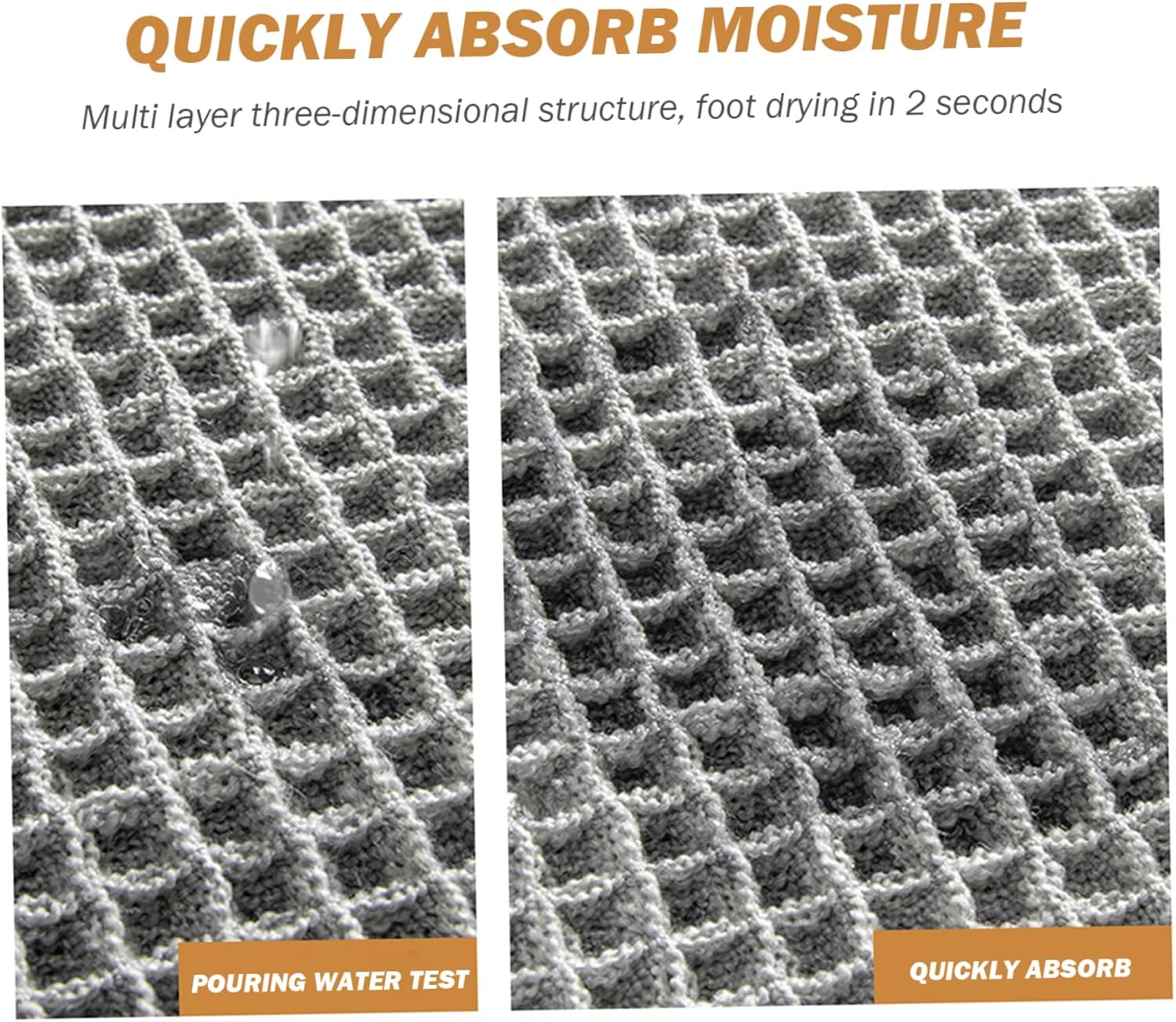 Waffle Bath Mat 24"X36" Soft ＆ Absorbent Woven Bath Mat Non Slip Waffle Bathroom Rug Machine No Shredding Washable Bathroom Mats with Tassels for Bathroom Floor beside Tub Grey, Woven Bath Mat, Waff image number 1