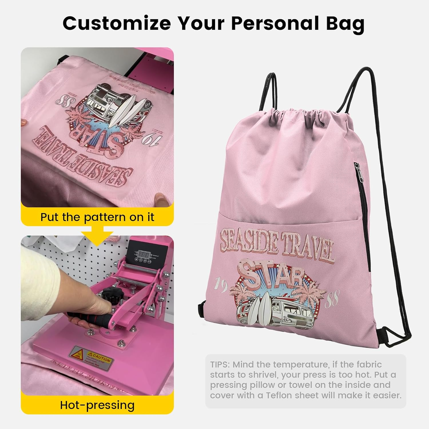 Vorspack Drawstring Backpack Water Resistant String Bag Sports Sackpack Gym Sack with Side Pocket for Men Women - Blue image number 7