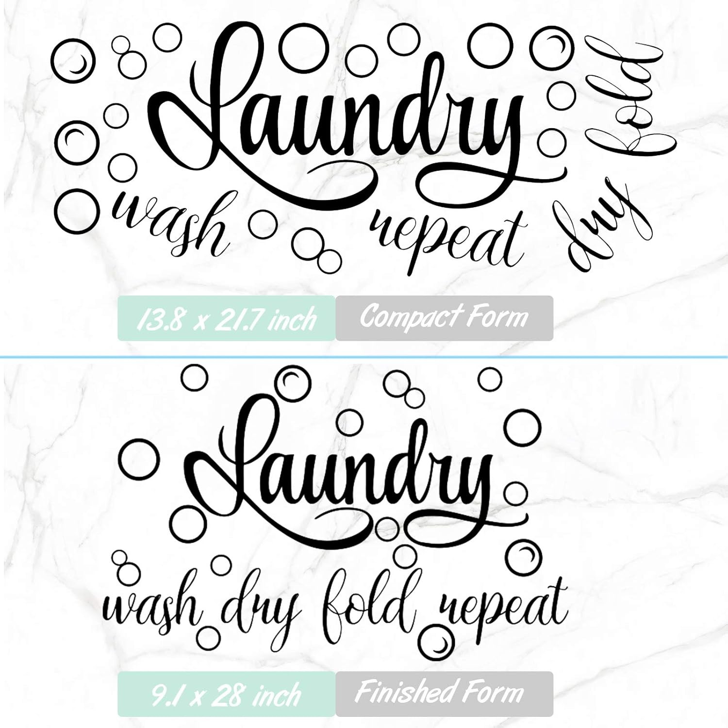 Zonon Laundry Room Sign Decals Decor Bubble Quote Stickers Wash Dry Fold Repeat Wall Signs Arts Funny Laundry Room Signs for Bathroom Home Decorations Supplies(13.8 X 21.7 Inch,Black) image number 6