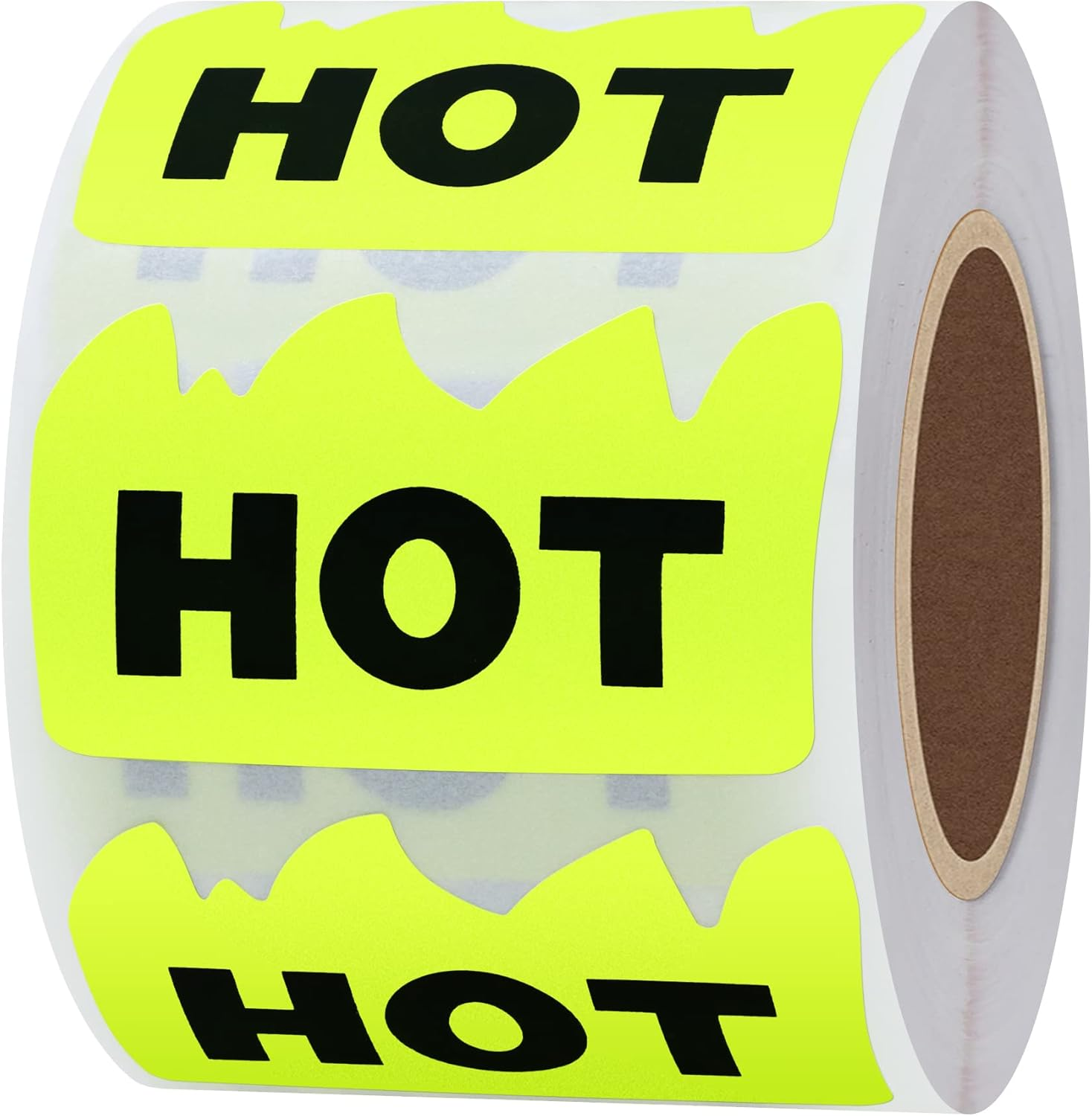 Hybsk 2 X 1.18 Inch Hot Stickers 500 Pcs Fluorescent Yellow Flame Fire Sticker Labels for Restaurant Supermarkets Stores Coffee Shops (Fluorescent Yellow) - Fluorescent Green image number 7