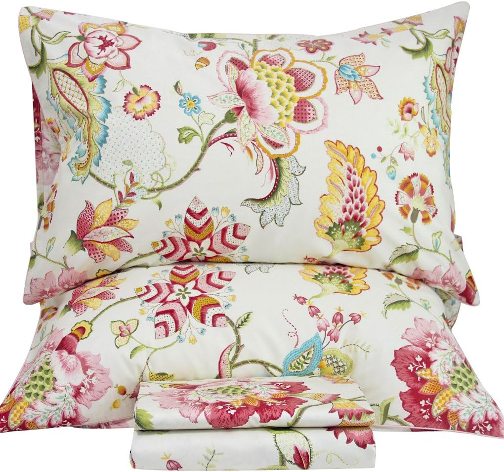Queen'S House Romantic Garden Floral Bed Sheet Queen Set-W