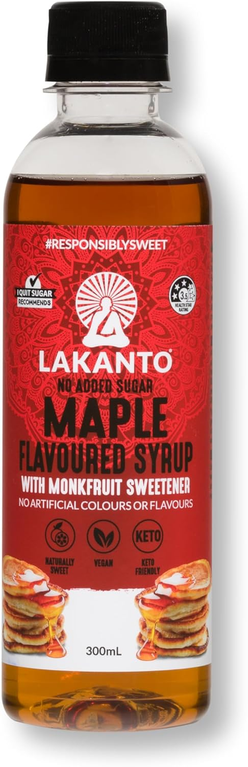 Lakanto Maple Flavoured Syrup with Monkfruit Sweetener, 300 Ml image number 2