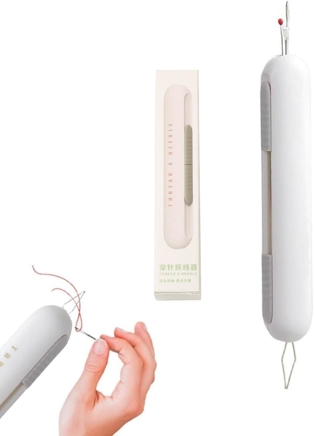 Rookii 2 in 1 Needle Threaders and Seam Ripper.2025 New Quick Plug-In Needle Threaders Seam Rippers for Sewing, Needle Threading and Seam Remover Sewing Seam Ripper Tools Sewing Supplies (Green)