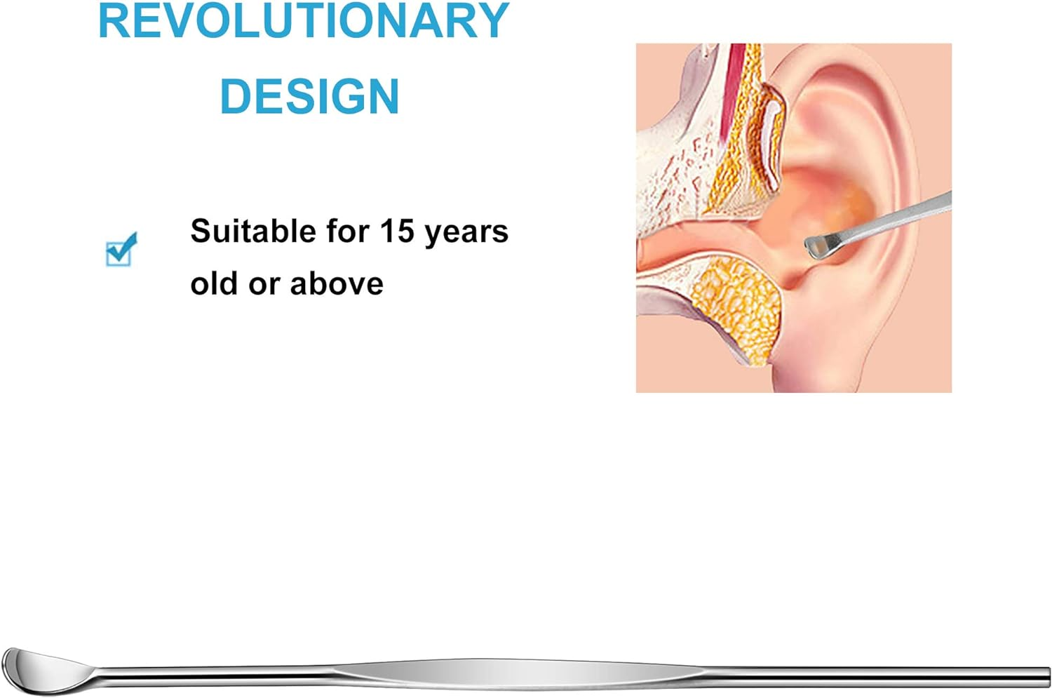 10Pcs Sliver Metal Ear Spoon Earwax Curette Remover Earpick Tool Hanging Clean Tool for Ear Key Hanging Key Pendant for Adult Children image number 4