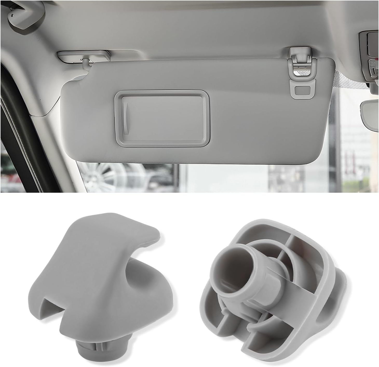 2PCS Sun Visor Clip,Durable Car Visor Clip Hook Replacement Oem#88217S01A01Za,88217S04003Za,Premium Car Visor Accessories Compatible with Honda Civic Accord Odyssey (Gray)