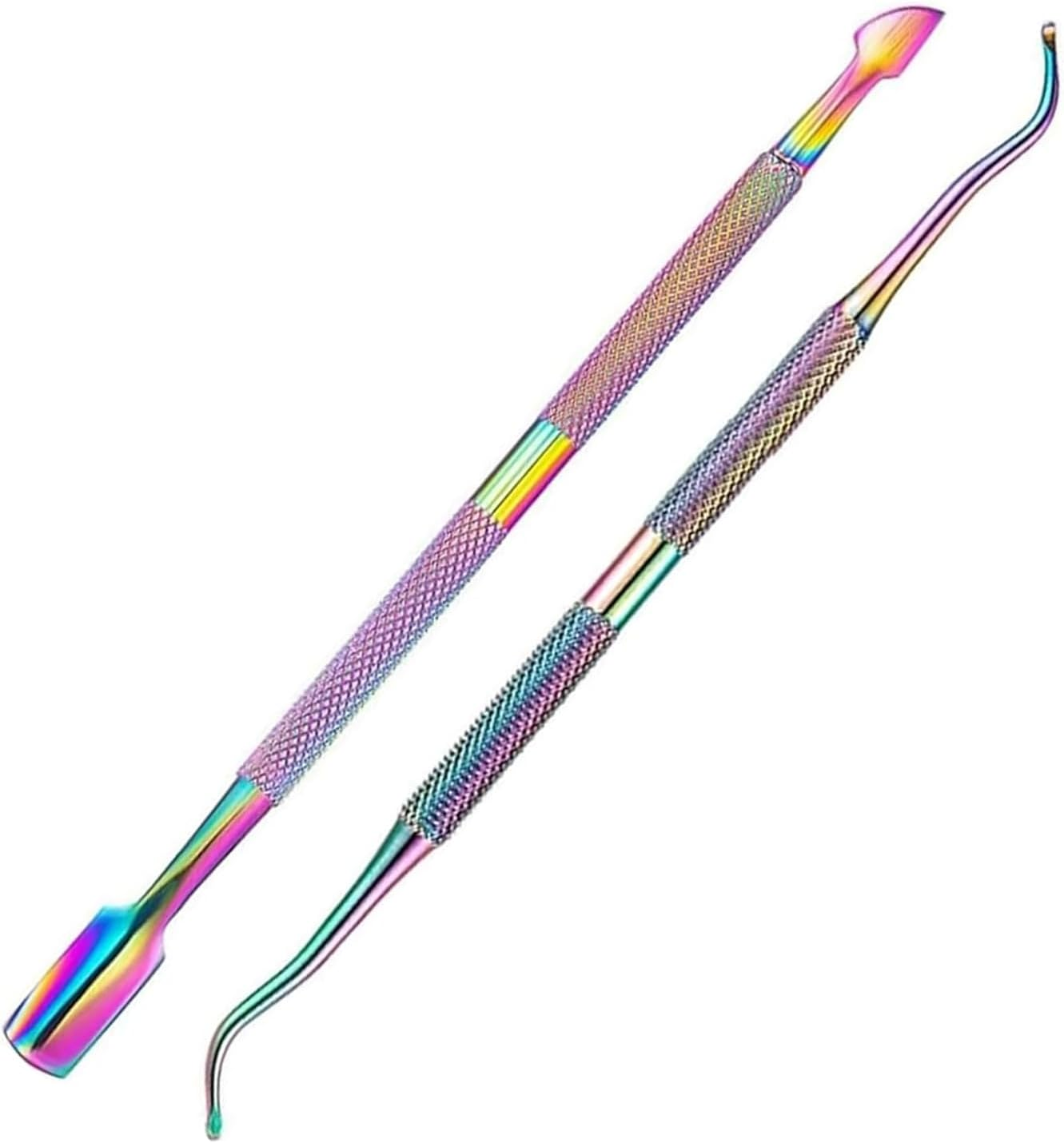 Pack of 2 Cuticle Trimmer with Cuticle Pusher - Cuticle Nipper Manicure Pedicure Tools for Toenails and Fingernails, Colourful Gradient