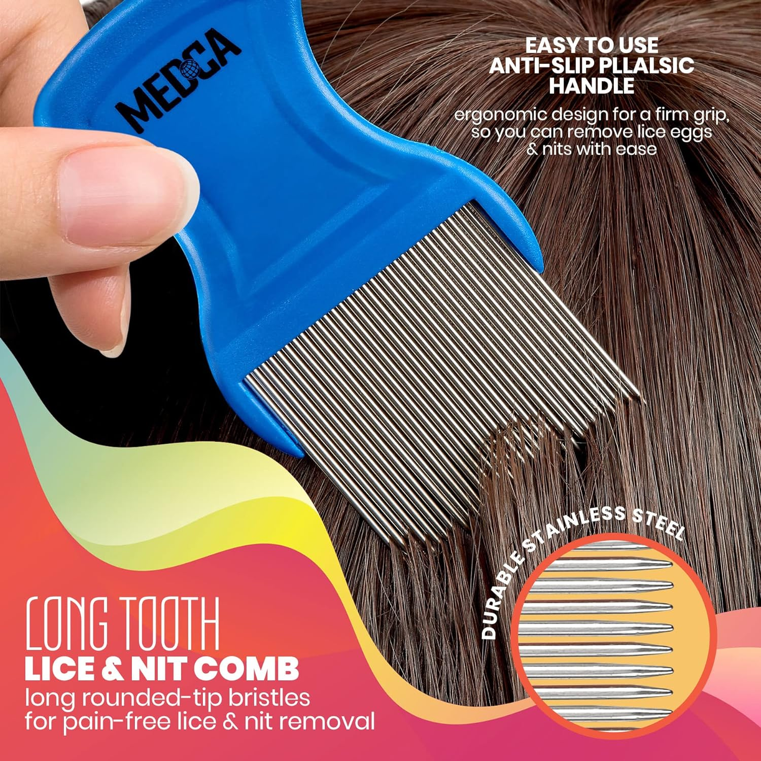 Premium 5 Piece Lice Kit - Nit Removal Fine Tooth Comb and Magnifier Full Treatment Set - BS0765G Lice Comb Set image number 6