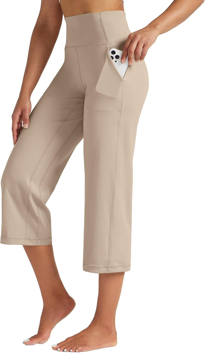 WILLIT Women'S Yoga Capris Pants High Waist Leggings Athletic Exercise Workout Crop Capris Quick Dry Straight Leg 23" image number 3