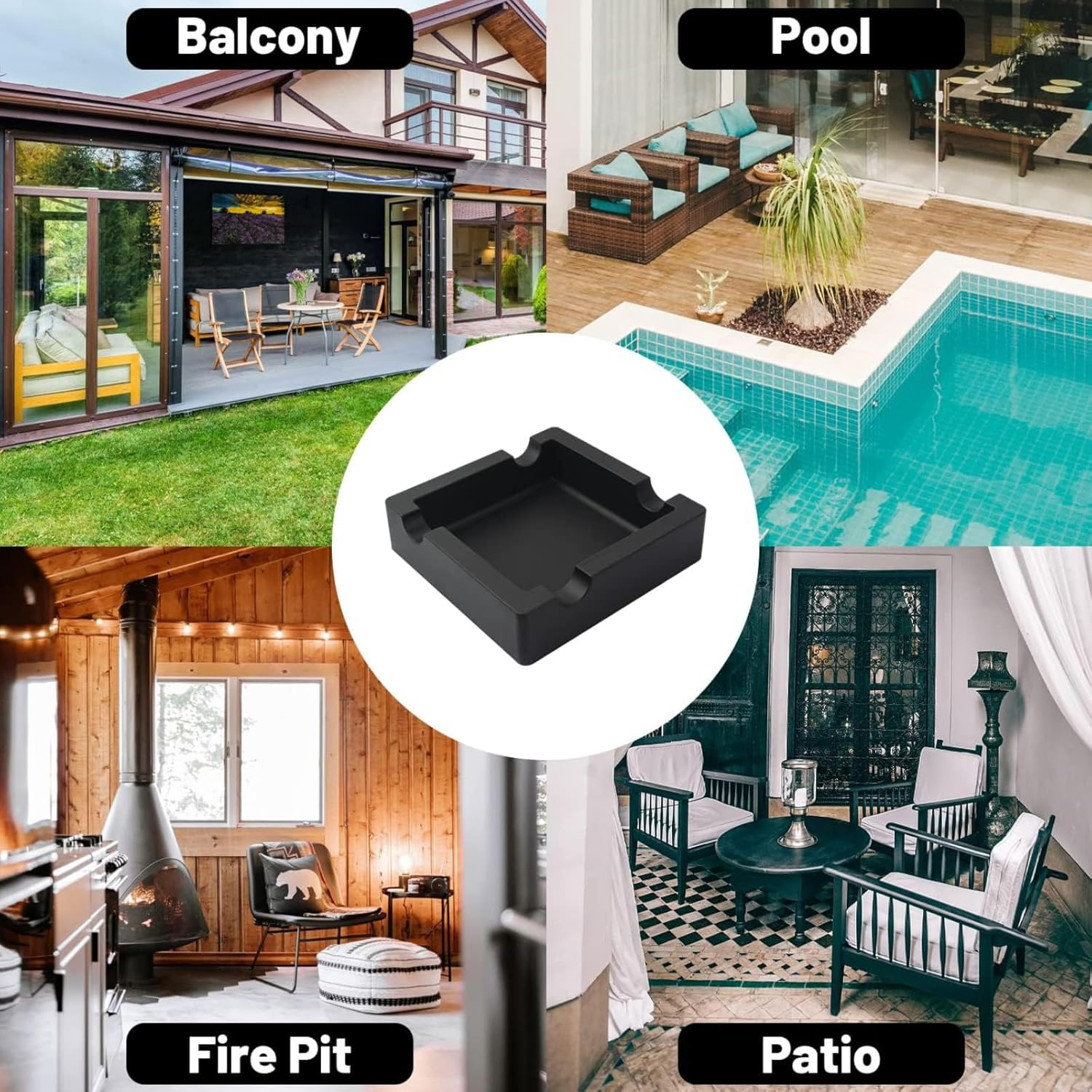 Unbreakable Silicone Cigar Ashtray - Large 15Cm X 15Cm Outdoor/Indoor Use, 4 Cigar Holders, Weatherproof & Scratch-Resistant (300G) image number 4