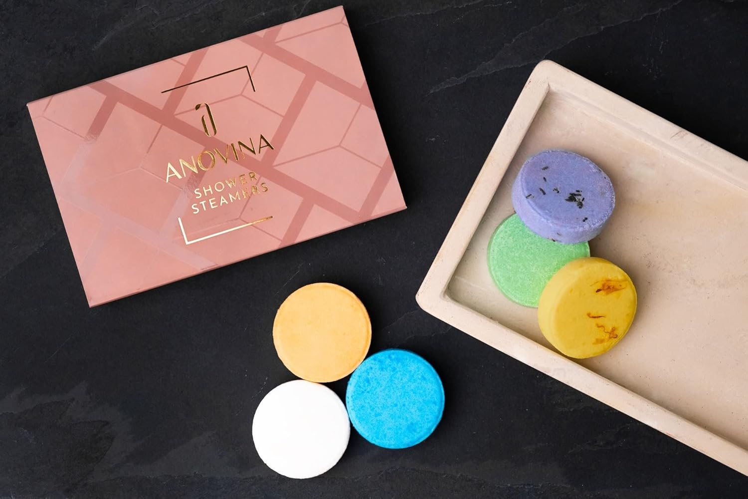 Anovina XL Made in USA Shower Steamers &ndash; Aromatherapy Variety Gift Box with Pure Essential Oils &ndash; Shower Bombs, Self-Care Gifts for Women & Men &ndash; Mothers Day Gift Idea.