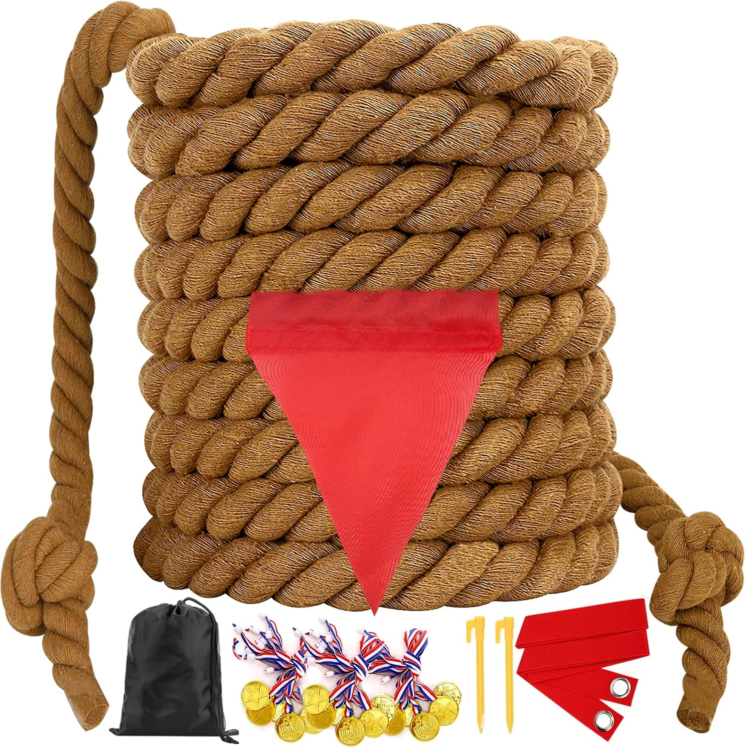 Outdoor Games 20 FT Tug of War Rope for Kids and Adults, Field Day Family Reunion Birthday Party Yard Lawn Games, Summer outside Camping Picnic Carnival Games, Perfect for Team Building Activities