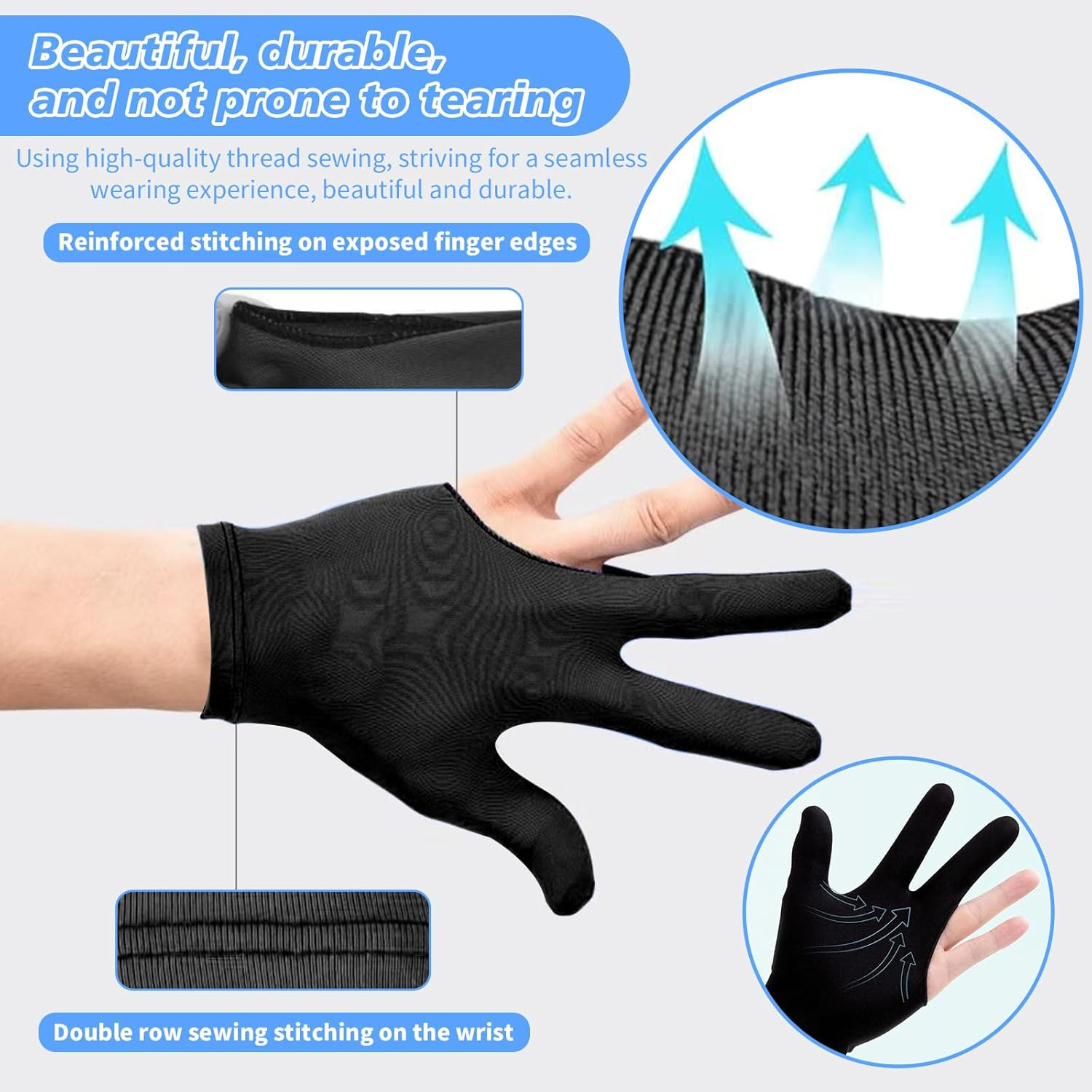 10 PCS Billiard Gloves Set, Snooker Pool Cue Shooter Sport Gloves, Three-Finger Half Glove for Men & Women, Breathable & Smooth Grip, Premium Billiard Gloves for Professional & Amateur Players image number 1