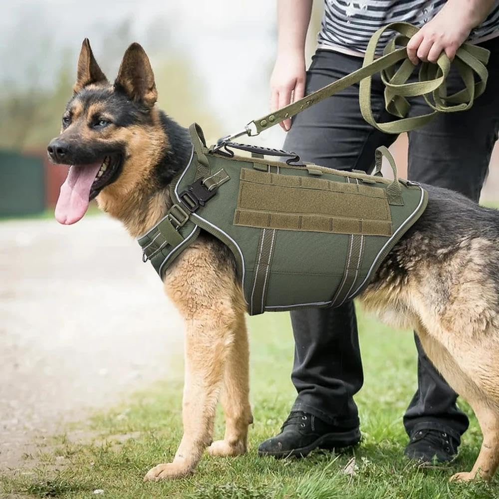 No Pull Large Dog Harness Durable Nylon Adjustable Dog Harness Military Tactical Dog Harness Pet Work Harness Vest Easy Control Medium Large Dog Harness,Black,M image number 1