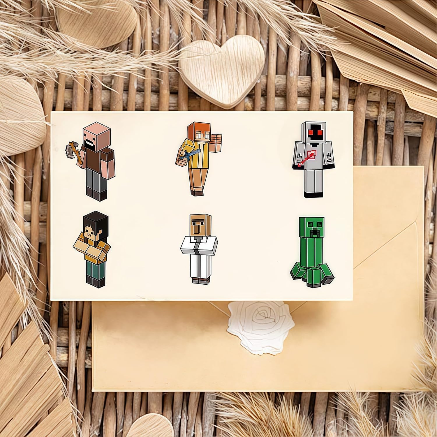 8 Sheets Kids Minecraft Stickers Crafts Activities DIY Minecraft Party Bag Bottle Decorations, Birthday Gifts, Party Favors Make Your Own Stickers for Kids Rewards image number 6