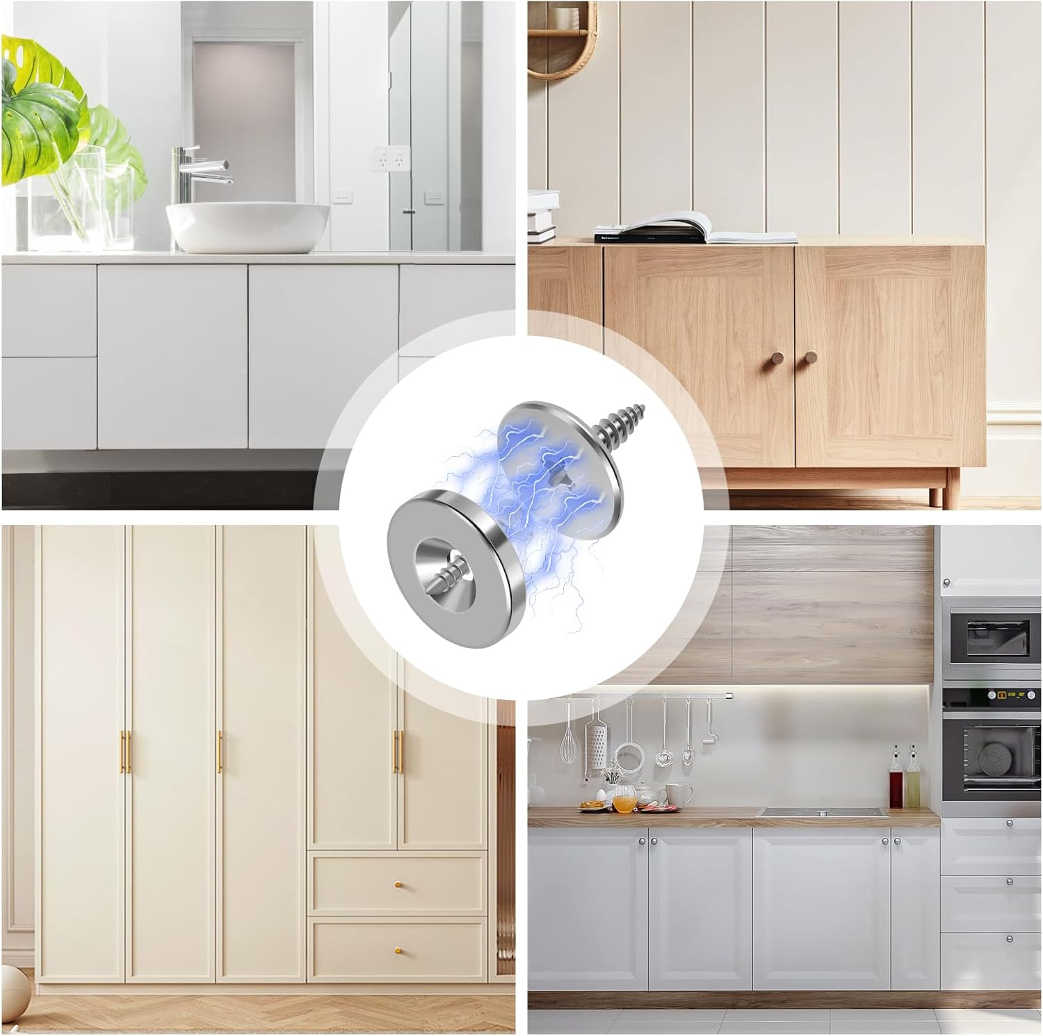 12Pcs Cabinet Magnetic Catch, Metal Cabinet Door Magnetic Closure with Strong Magnetic, Hidden Magnetic Door Latch, Furniture Door Magnet Closing Catch for Cabinet Closet, Cabinet Hardware Fittings image number 5