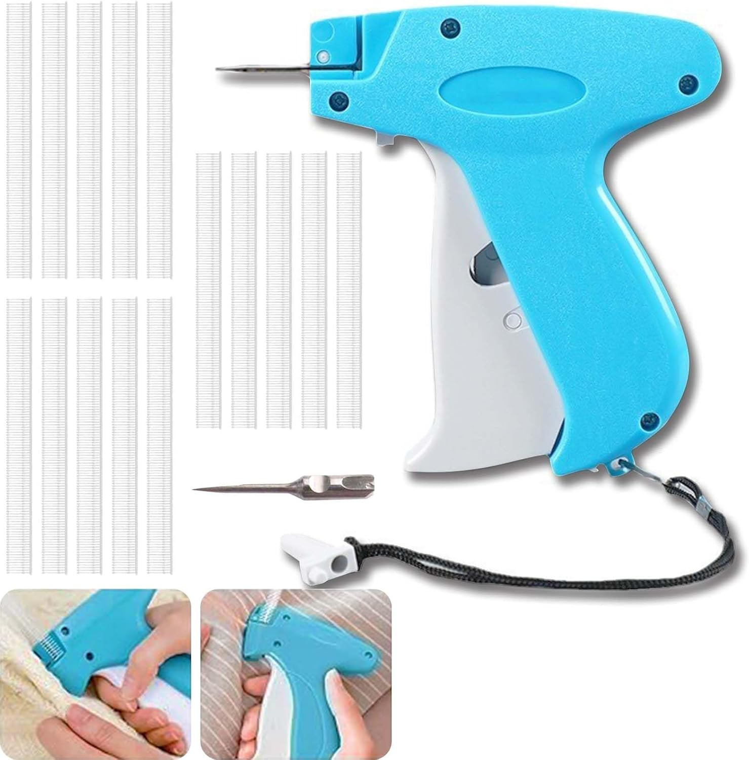 Pacify Tagging Gun for Clothing, Stitch Tag Gun for Clothes with 10000 Micro Fasteners & 6 Needles, Quick Fixer Stitchy Microstitch Gun Fine Stitch Tool (B)