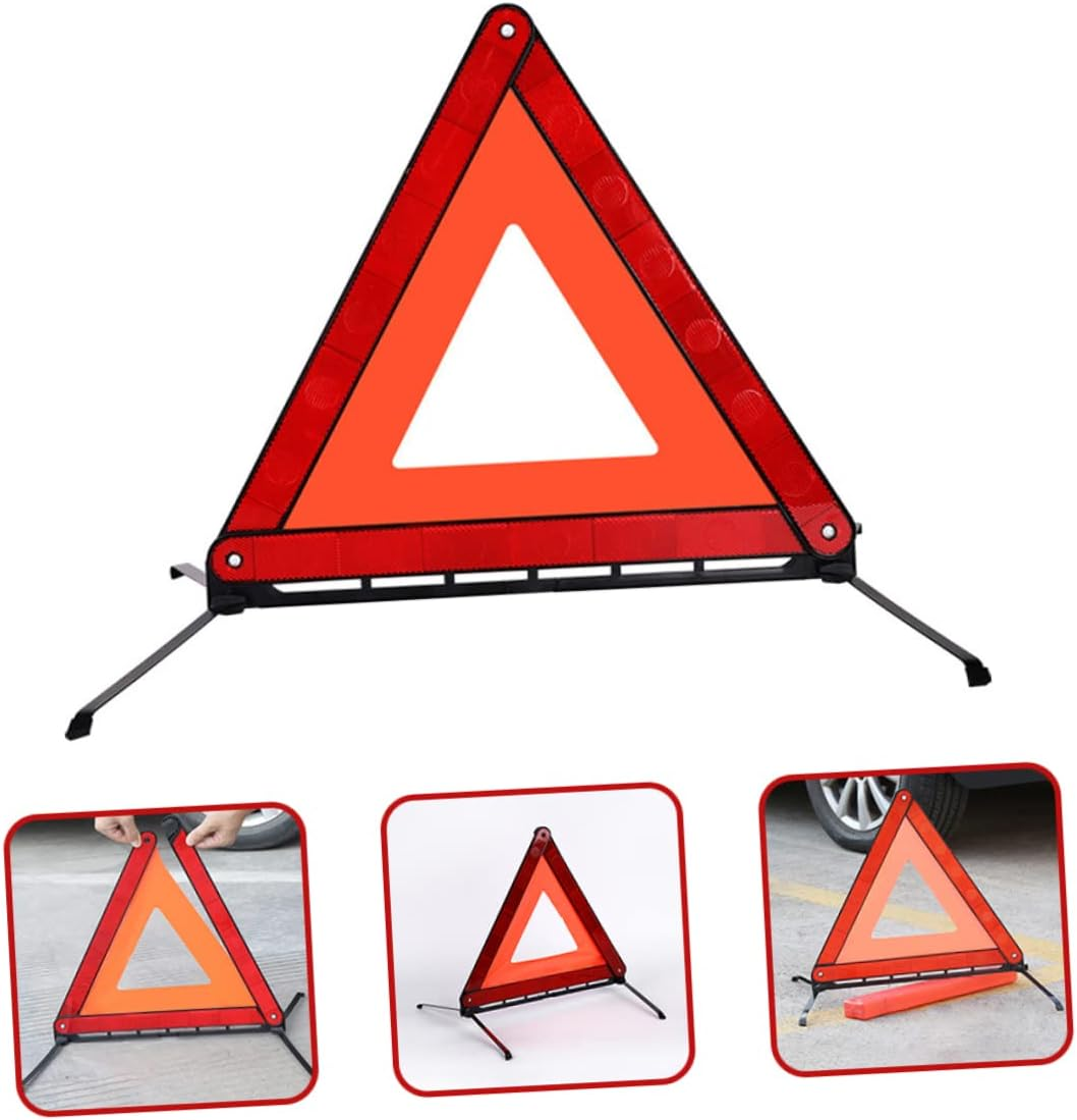 Foldable Reflective Emergency Warning Triangle Road Trip Safety Triangle for Adults Car Warning Sign Tripod Base image number 6