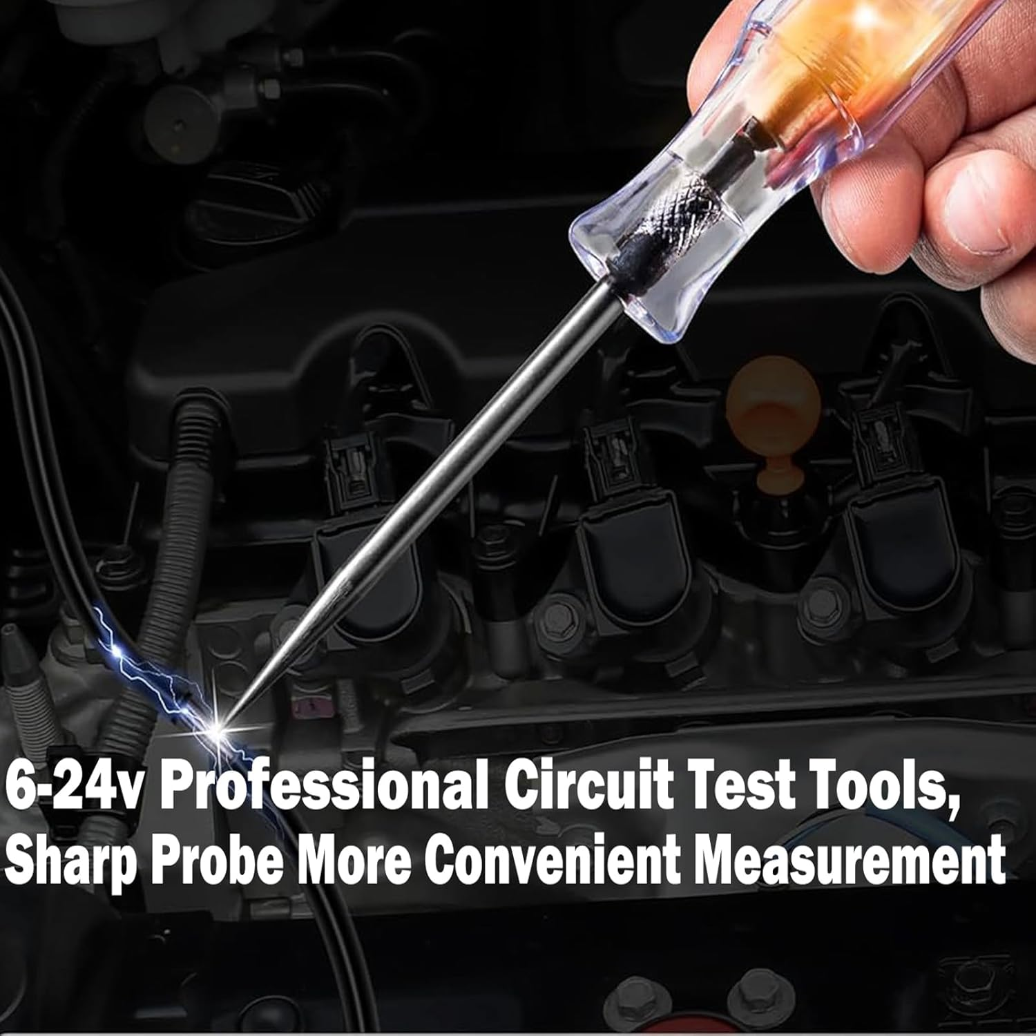Test Light Automotive, Auto Car Truck Voltage Circuit Tester 6-24V DC Tester with Indicator Bulb & 96Cm Wire Vehicle Volt Probe Pen for Car, Truck, Vehicles image number 5