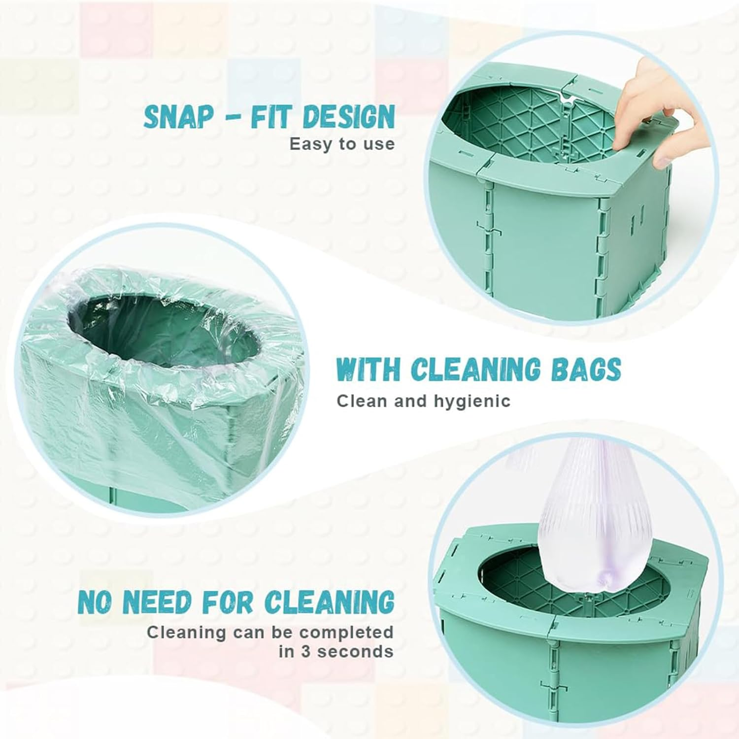 Travel Potty for Kids | Portable Potty for Kids - Folding Bucket Reusable Toilet for Daily Road Trips Airplane Camping Hotel Tent Bathroom Indoor Outdoor image number 5