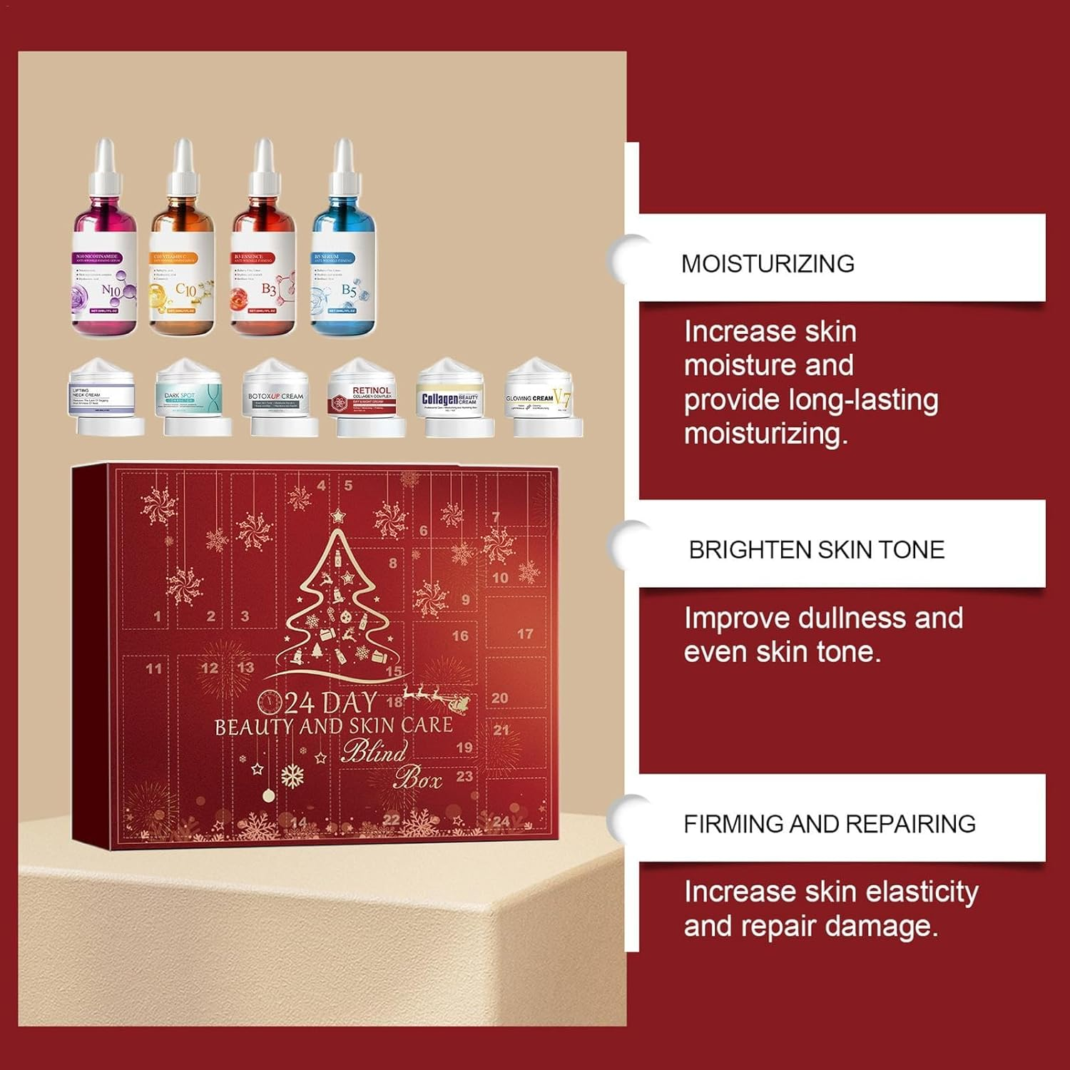 Makeup Advent Calendar 2024, Beauty Advent Calendar 2024,Skincare Advent Calendars, 24 Days Christmas Makeup Countdown Calendar Box