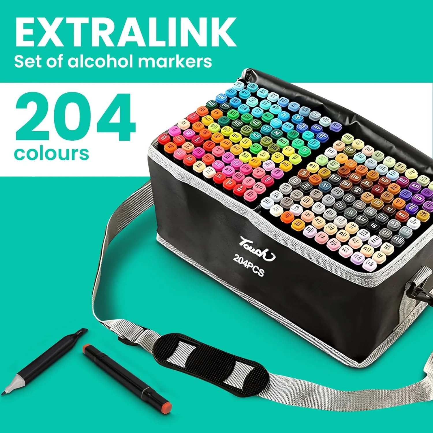 Cyperever 204 Alcohol Markers Set: Brush & Dual Tip Professional Markers with 204 Colours Marker Pen, Storage Bag & Strap - Alcohol-Based for Drawing/Adult Coloring (Skin Tones) image number 4