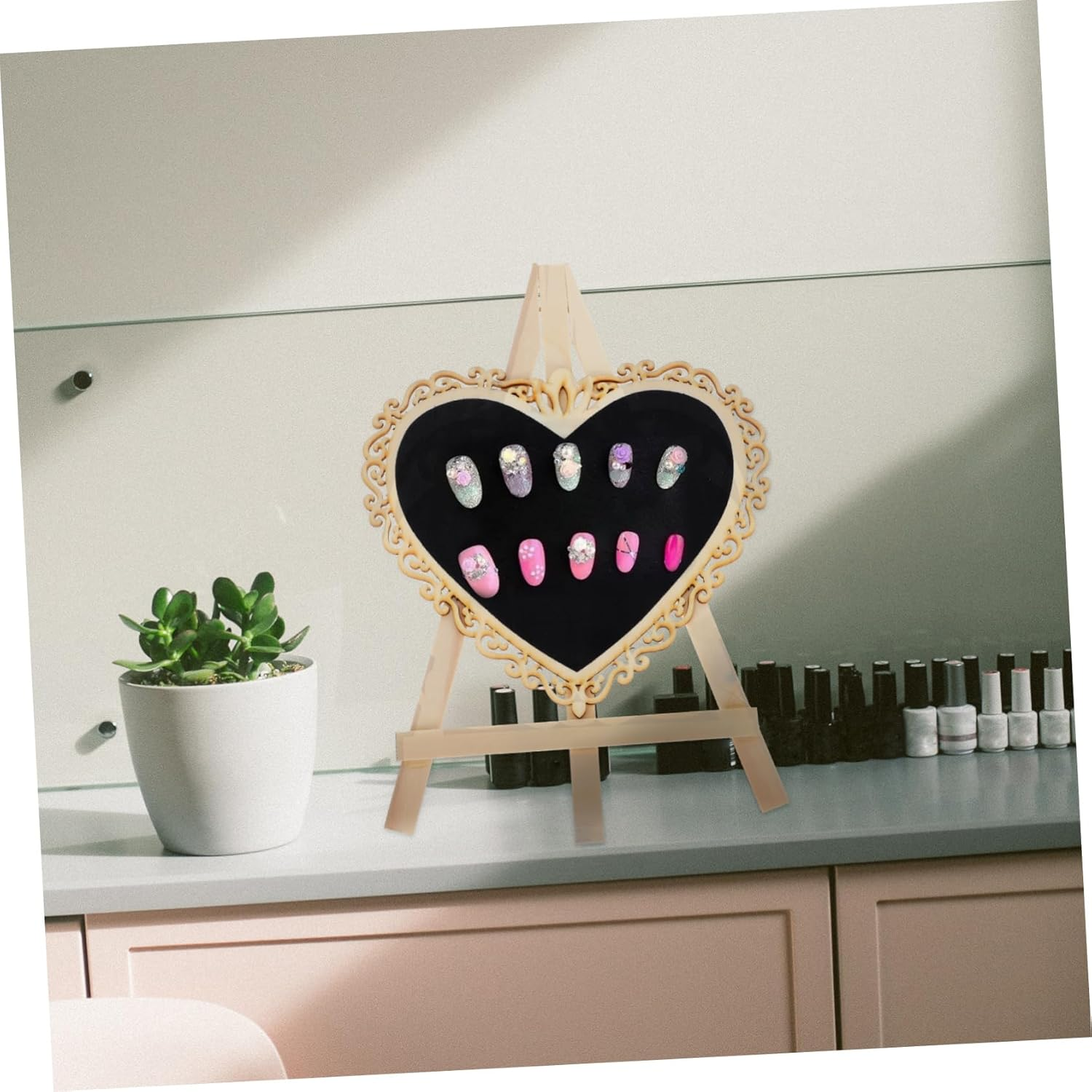 Baluue Wooden Nail Art Display Stand Manicure Showing Tool Nail Salon Display Rack image number 5