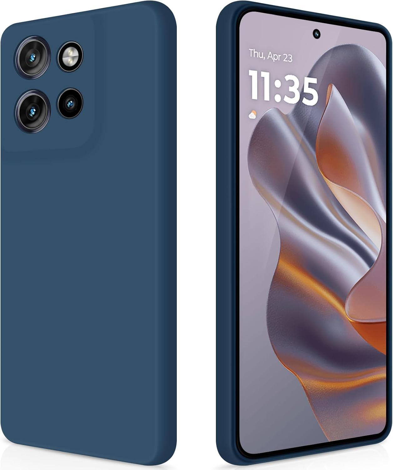 Giiyoon Case Compatible with Motorola Edge 50 Neo, Silky-Soft Touch Full-Body Protective Phone Silicone Case, Shockproof Cover with Microfiber Lining, Blue image number 2