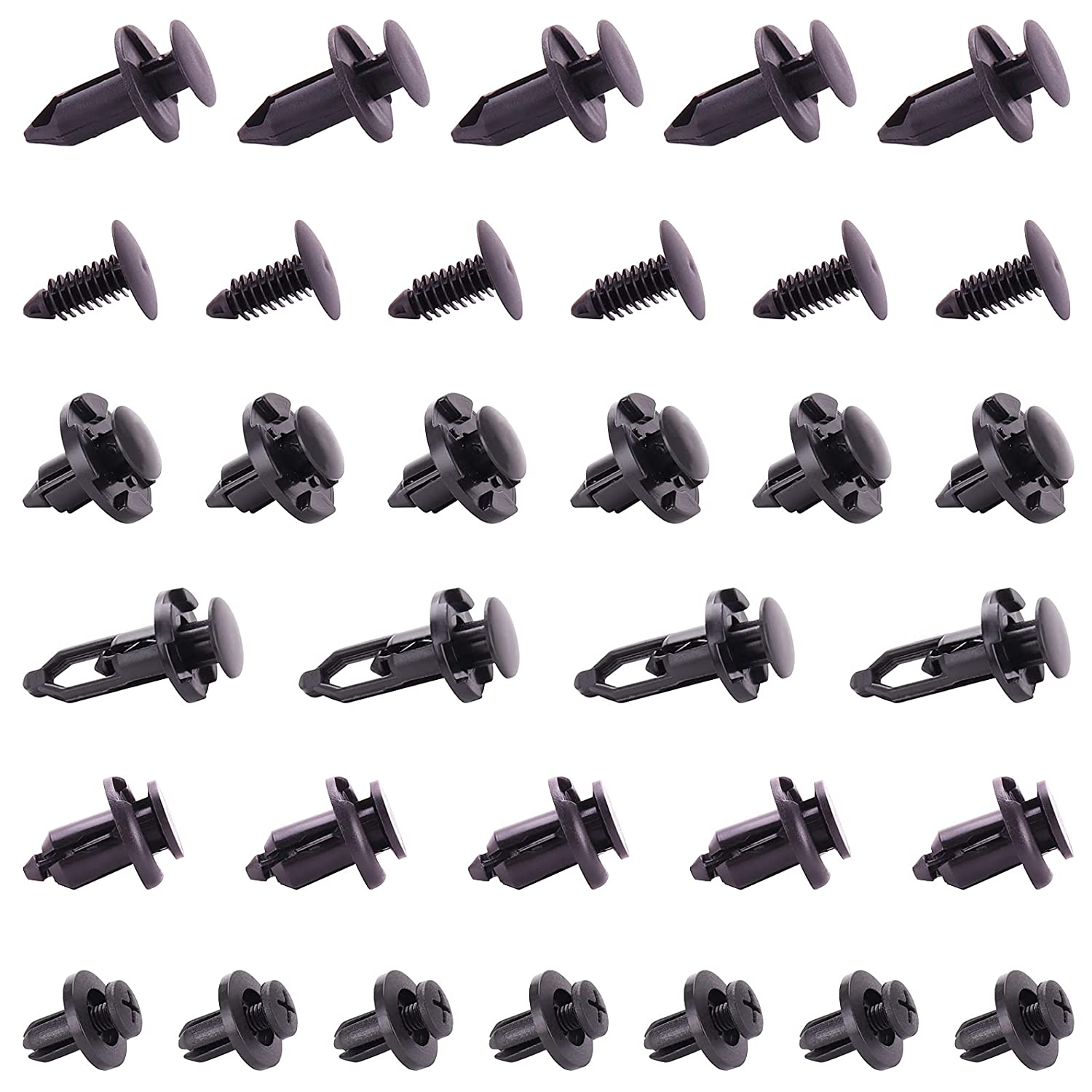 Kinstecks 300PCS 6 Sizes Fender Clips Nylon Bumper Fender Trim Panel Clips Fastener Rivet Retainer Clips for GM Ford Toyota Honda Chrysler Nissan Infiniti Lexus Dodge image number 3