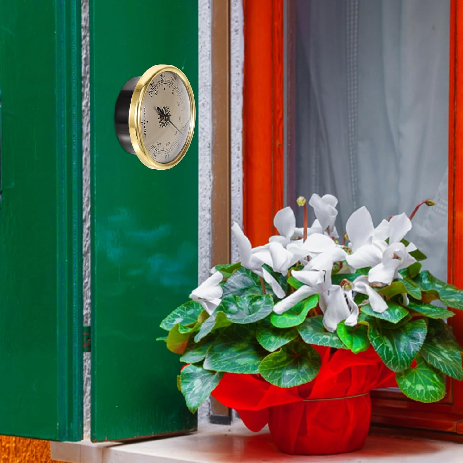 Alasum Metal Wall-Mounted Thermometer round Indoor Temperature Gauge for Nursery and Home Classic Gold Finish Weather Station Thermometer with Stable Performance and Decorative Design image number 1