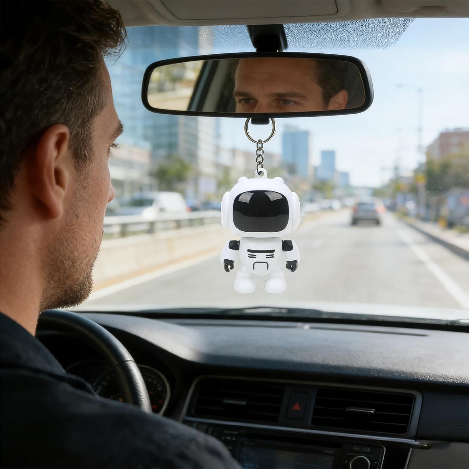 Purse Charm - Joint Movable Keyring - Glowing Eyes Design Keychains for Backpacks - for Women Men Bag Schoolbag Handbag Home Car Travel - White image number 5