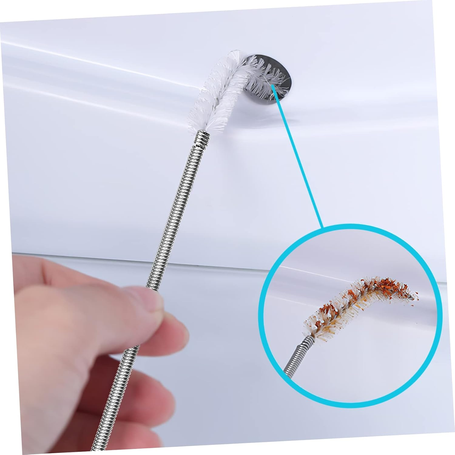 Healvian 2Pcs Drain Unclogger Tools Long Wire Flexible Tube Baseboard Crevice Brush for Kitchen Drain Cleaning