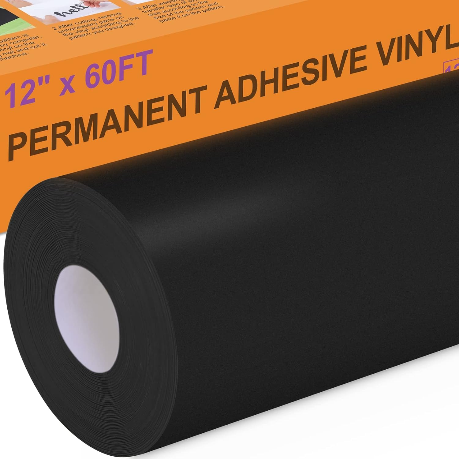 XSEINO White Permanent Vinyl - 12" X 60FT White Adhesive Roll Silhouette and Other Cutters, Permanent Outdoor for Cup,Decor Sticker, Car Decal, Scrapbooking, Signs(Glossy)