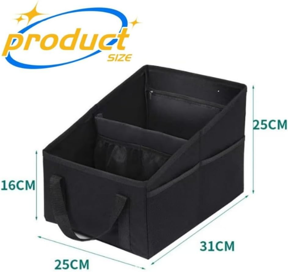 Goxfaca Passenger Seat Organize, Collapsible Small Car Seat Storage Organizer for Console Front or Back, Automotive Backseat Organizer with Belt 4 Cup Holders for Kids Accessories Drinks image number 1