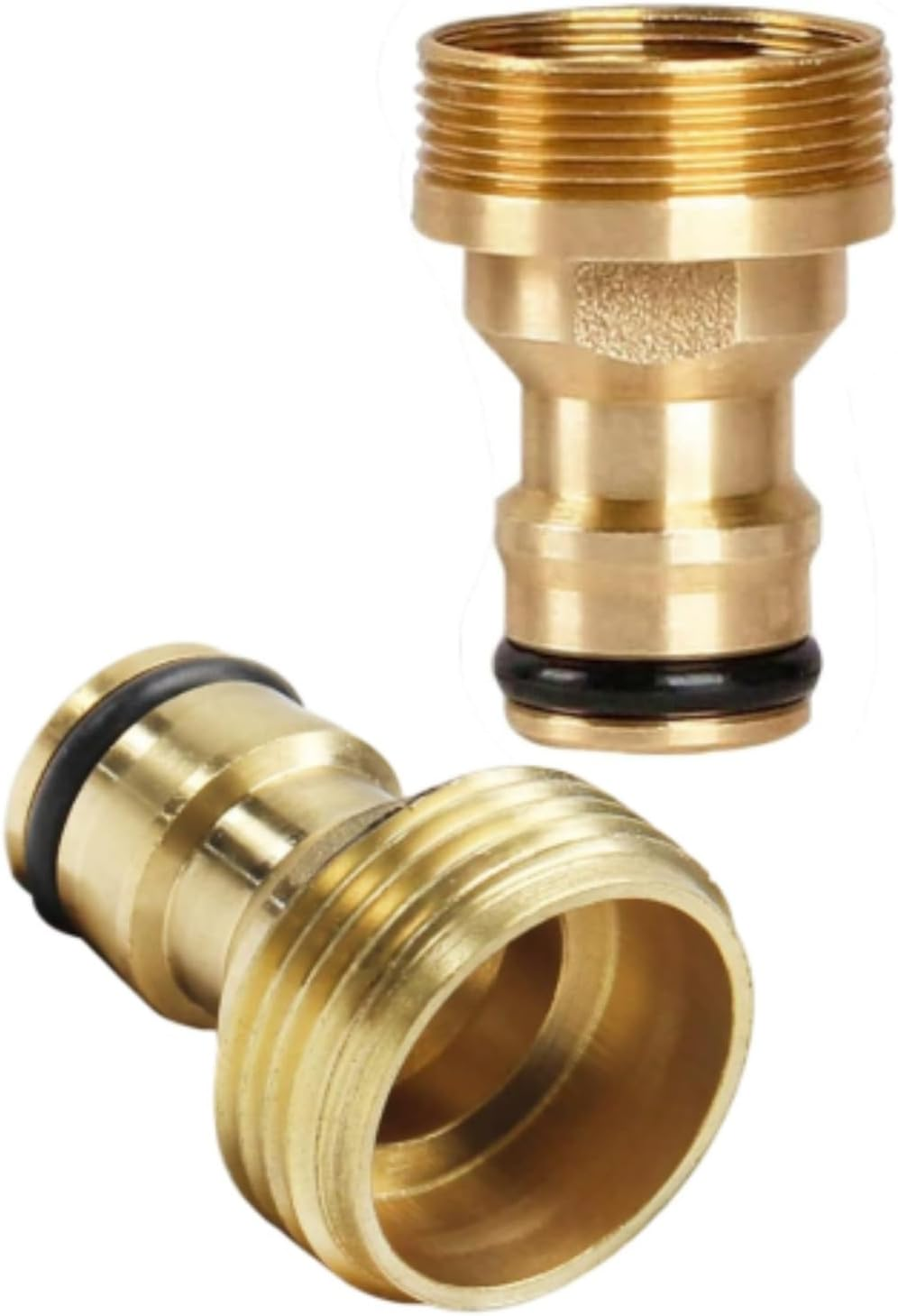 Luojinluoda 2 Pcs Indoor Garden Hose Pipe Adapter for Kitchen Mixer Tap with 2 Sealing Washers - 22Mm Female 24Mm Male Threaded Hose Connector, Brass Fittings for Kitchen Tap Mixer & Bathroom Sink image number 2