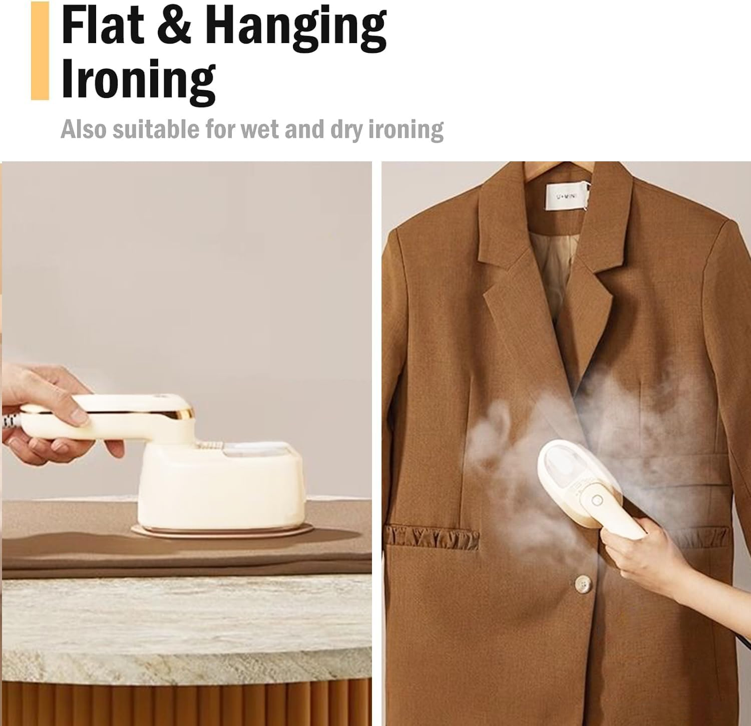 1100W 2-In-1 Travel Steamer & Iron | 3 Steam Modes for Fast Wrinkle Removal, 180&deg; Foldable Handle | Compact Portable Clothes Steamer for Home & Suitcases | Gift-Ready Appliance with Storage Pouch image number 4