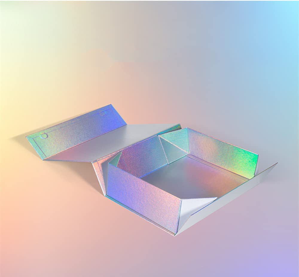 Magnetic Gift Boxes with Lids 320X240X90Mm Large Gift Boxes for Presents, Holographic Silver Luxury Sturdy Foldable Cardboard Box with Magnetic Closure (1 Pcs) image number 5