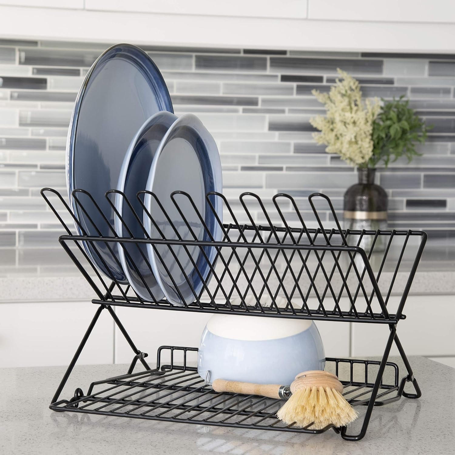 Better Houseware Folding Dish Drying Rack Space-Saving Dish Rack for Kitchen Counter for Drying (After Washing) image number 3