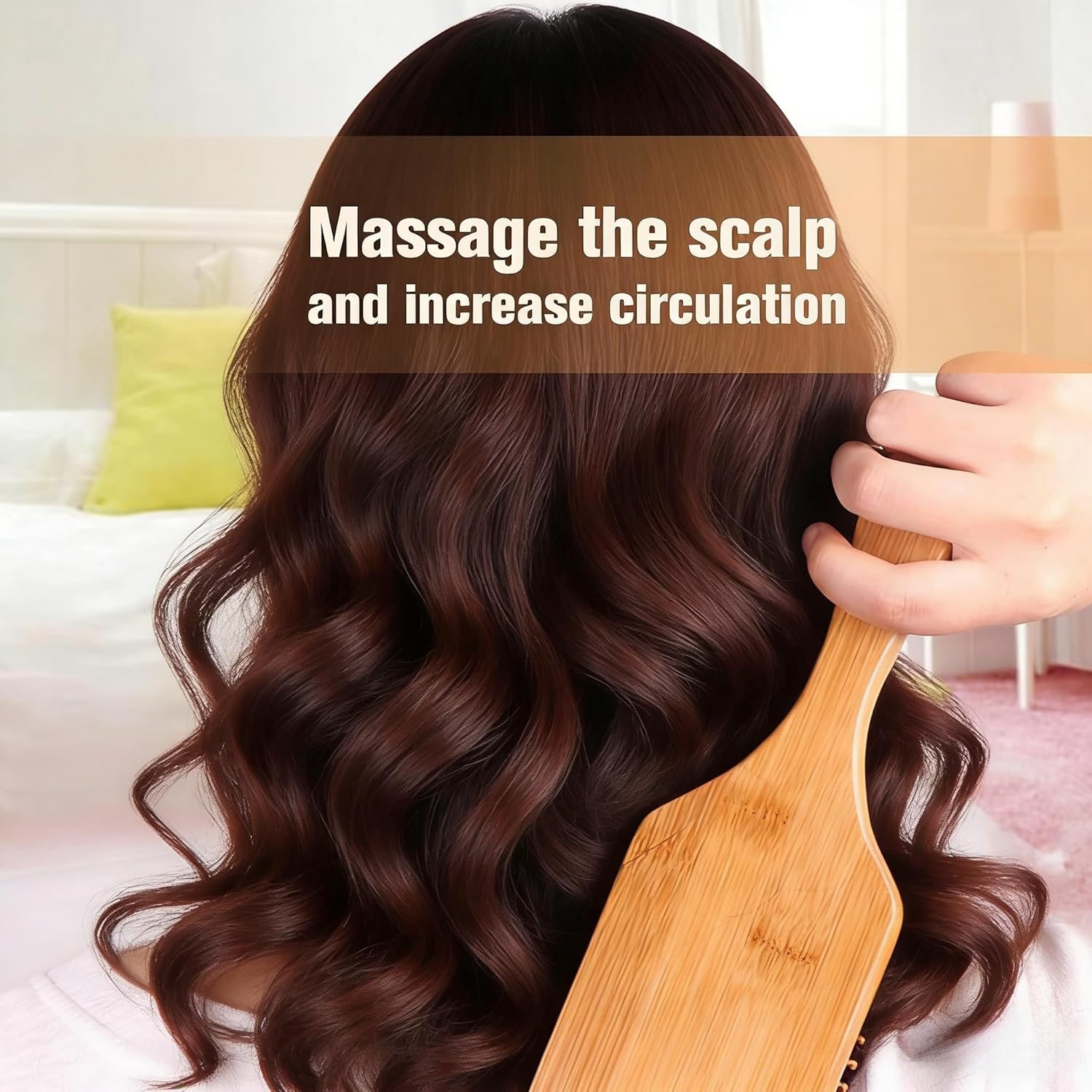 Bamboo Hair Brush and Comb Set 3 PCS, Wooden Hair Brush with Rat Tail Comb, Wide Tooth Comb and Cushion Brush for Curly and Straight Hair image number 4