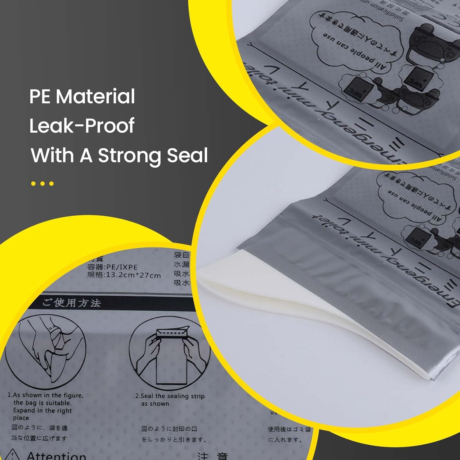 12 Pcs 700ML Emergency Urine Bag,Disposable Urinal Portable Toilets for Adults,Camping Toilet Travel Urine Bag Leak Proof Sealed Design Lightweight Foldable for Hiking Pregnant Women Children(Grey) image number 1