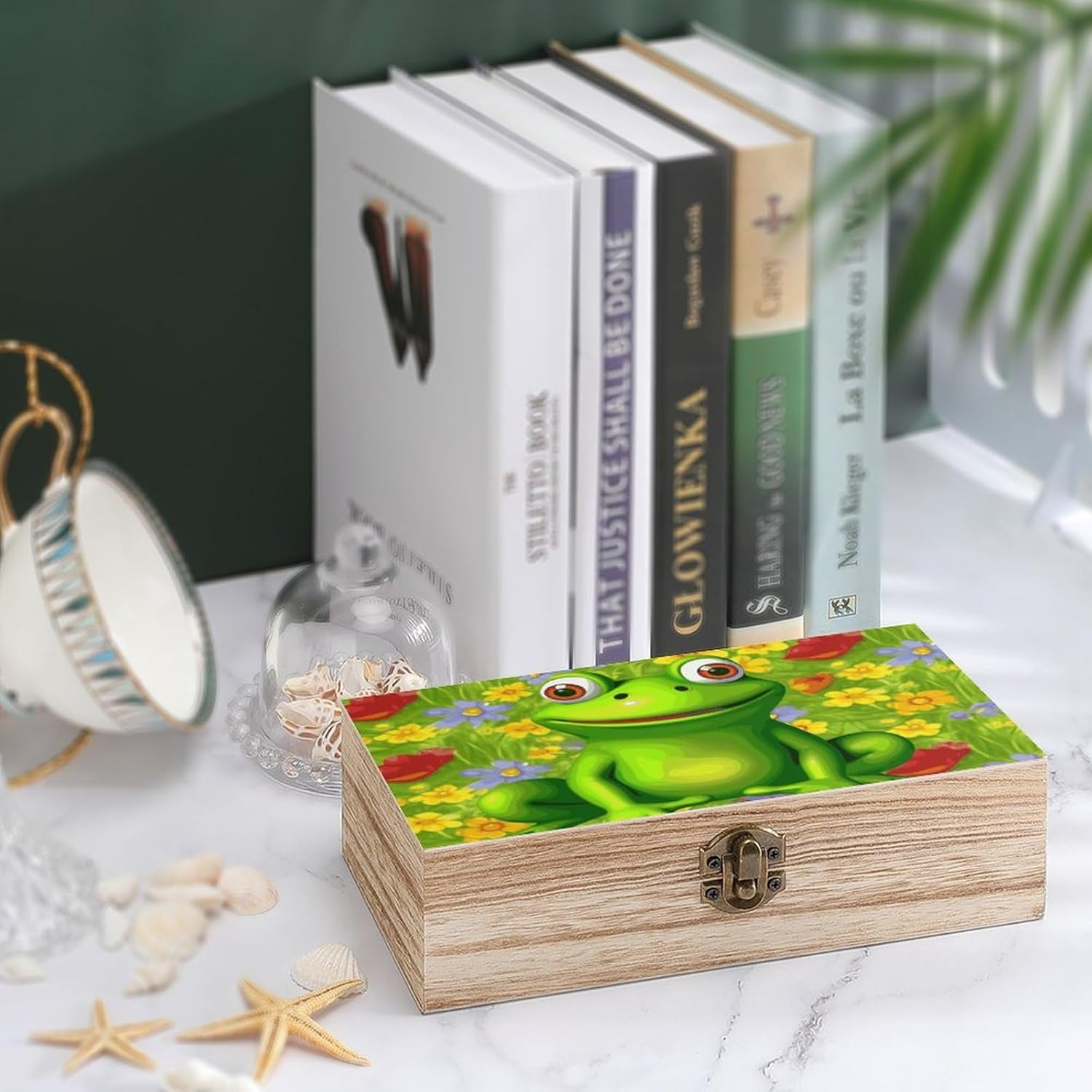 Frog Wooden Box Wood Wedding Keepsake Boxes with Lids Small Decorative Boxes Lightweight Wooden Memory Storage Box for Crafts Keepsakes Jewelry Photo Letter Storage