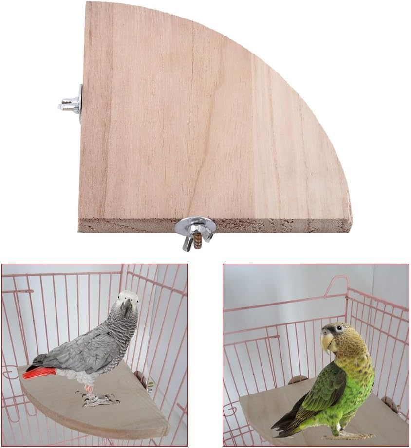 Ksngtixe 1PC Bird Perch Platform, Fan-Shaped Corner Shelf for Parrots - Durable Chew-Resistant Stand for Budgies/Cockatiels/Conures/Macaws/African Greys - Easy Mounting Bird Cage Accessory image number 1