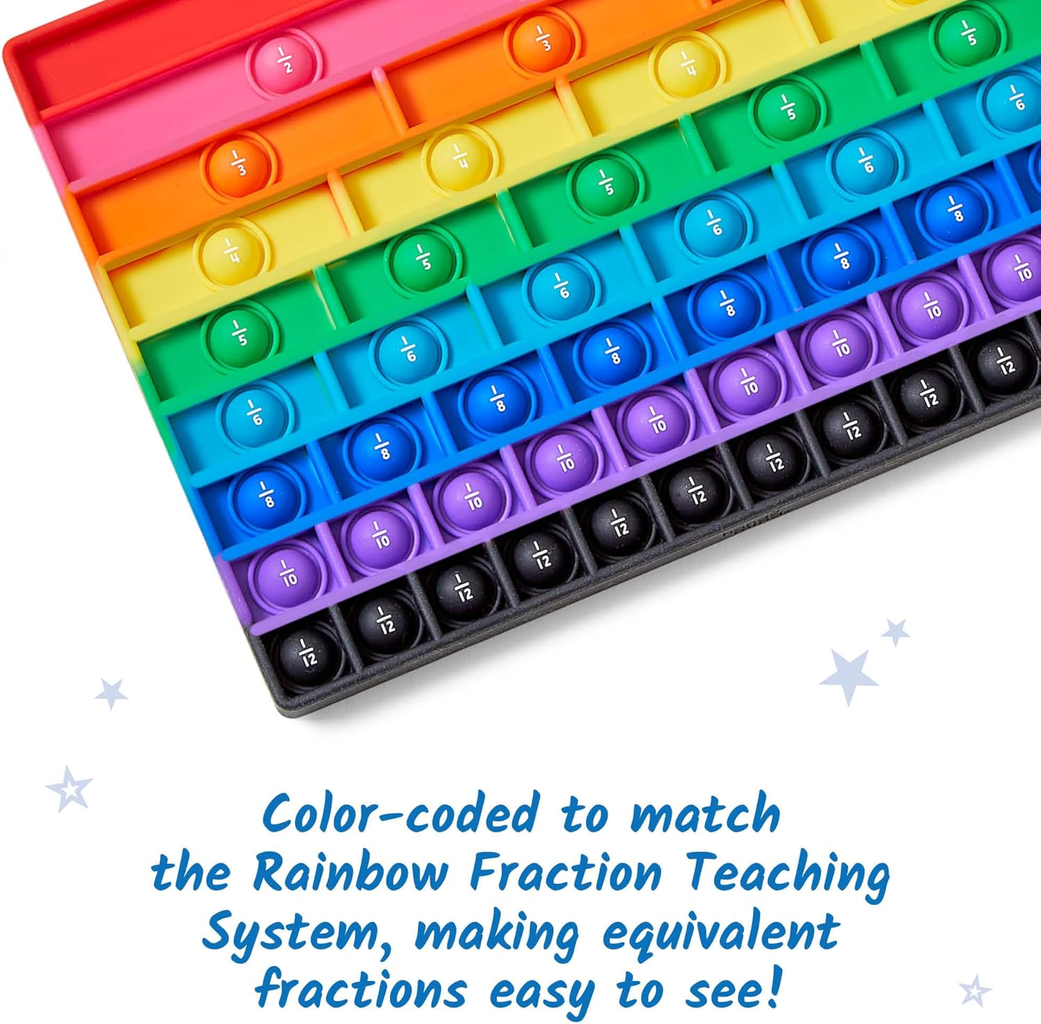 Hand2Mind Rainbow Fraction Sensory Bubble Popper, Push Pop Fidget Toys for Kids, Fraction Manipulatives, Montessori Math Materials, Fine Motor Toys, Calm down Corner Supplies, Fidgets for Classroom image number 6