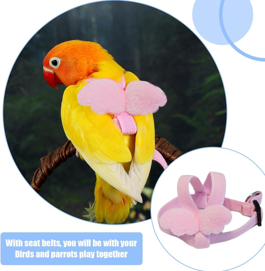 Bird Harness, Pack of 2, Parrot Flight Harness, Adjustable Bird Harness, Pet Harness and Lead (For Cockatiels, Small, Medium Parrots) image number 2