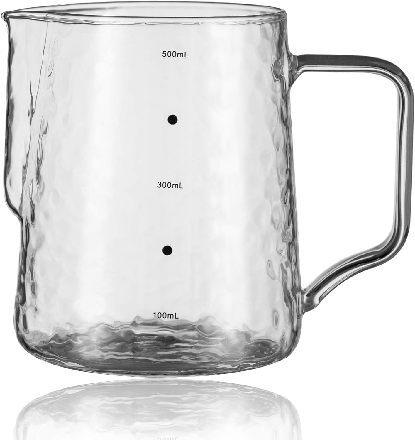 High Borosilicate Glass Milk Frothing Pitcher with Measurement, 20Oz/600Ml Hammer Heat Resistant Glass Milk Coffee Cappuccino Latte Art Steaming Pitcher Barista Milk Jug Cup, Stovetop & Microwave Safe image number 5